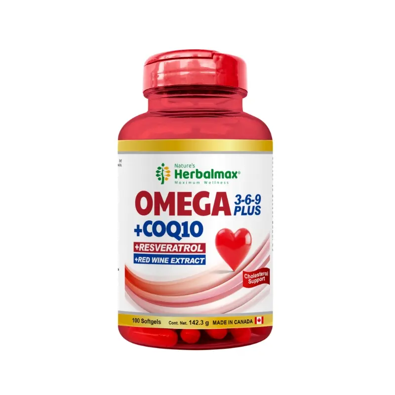 OMEGA 369 PLUS COQ10 RESVERATROL RED WINE EXTRACT SOFTGELS 1423 mg ENVASE X110