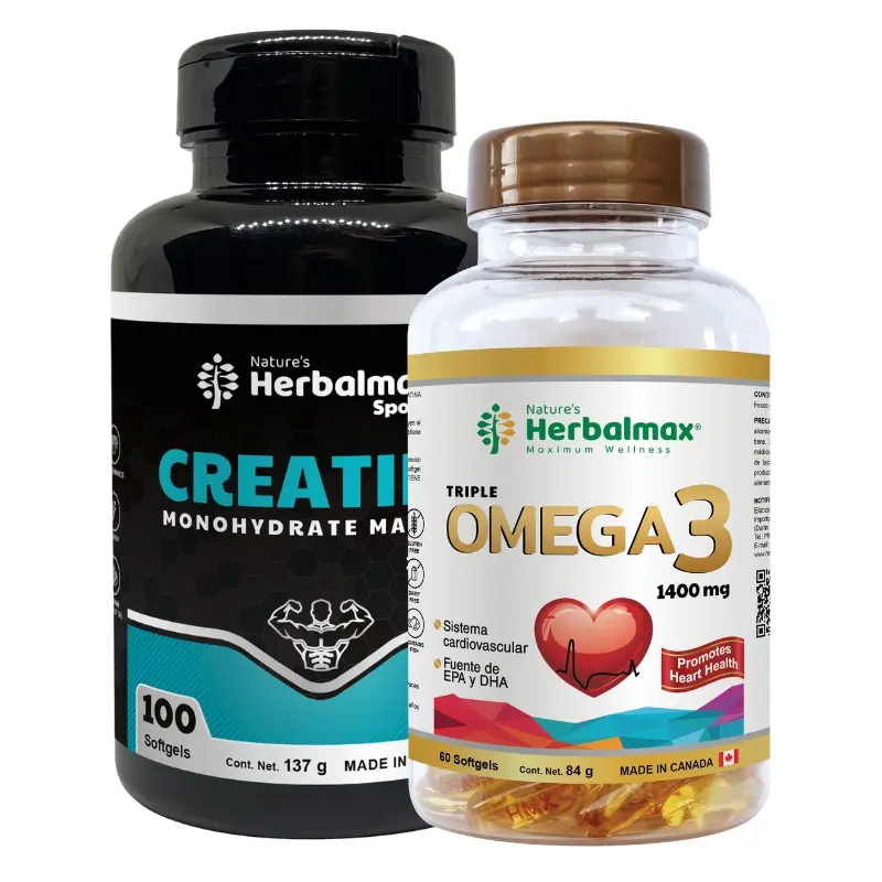 CREATINE MONOHYDRATE MAX - ATP SOFTGEL 1370 mg ENVASE X 100 + OMEGA 3 SOFTGELS 1400 mg ENVASE X 60