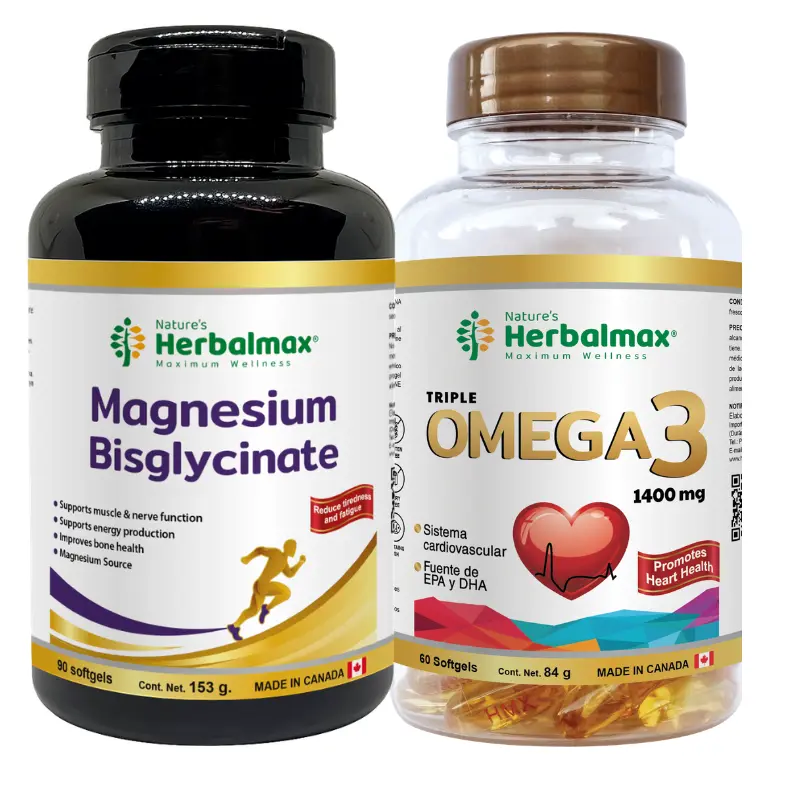 MAGNESIUM BISGLYCINATE SOFTGEL 1700 mg ENVASE X 90 U+ OMEGA 3 SOFTGELS 1400 mg ENVASE X 60