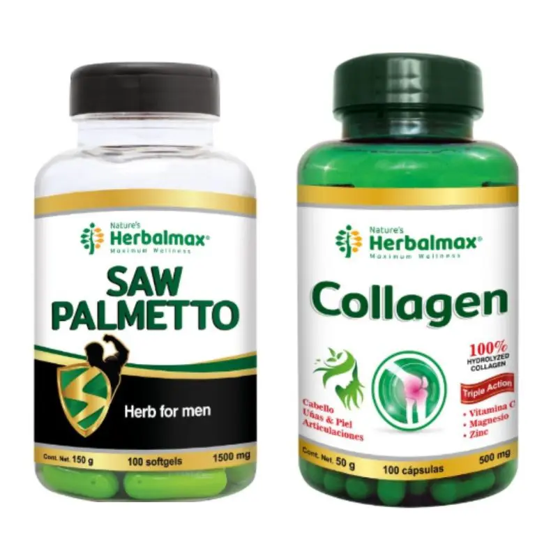 SAW PALMETTO SOFTGELS 1500MG ENVASE X 100  COLLAGEN CAPSULAS 500 mg ENVASE X 100
