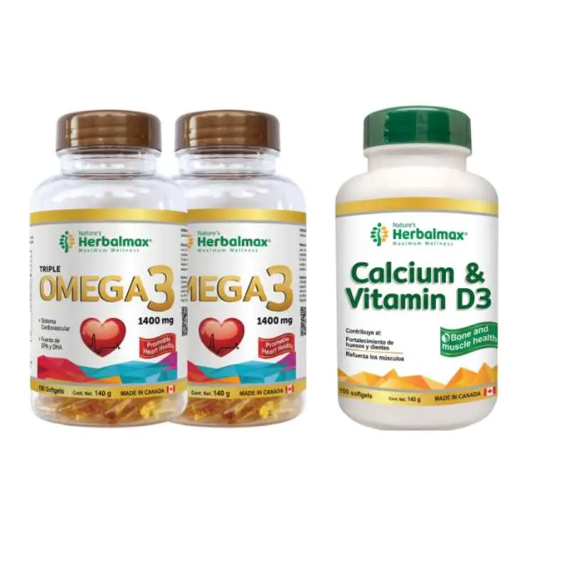 2 OMEGA 3 SOFTGELS ENVASE X 60 CALCIUM AND VITAMIN D3 SOFTGELS 1400 mg ENVASE X 100