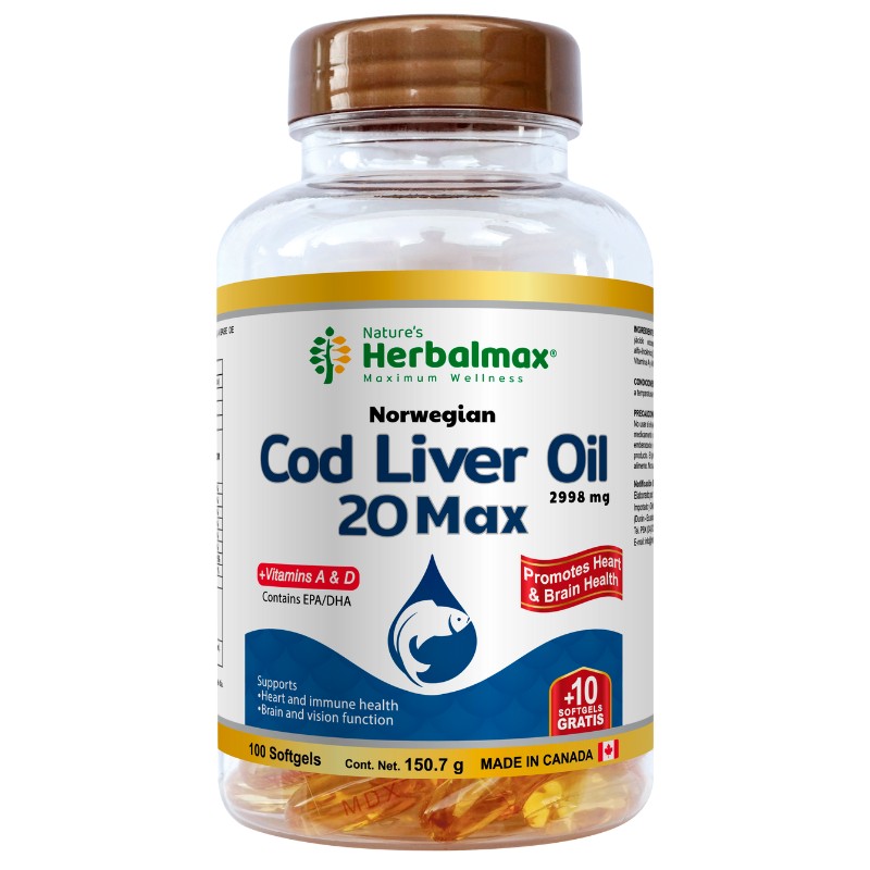 COD LIVER OIL 20 MAX SOFTGEL 1370 mg ENVASE X 110 U