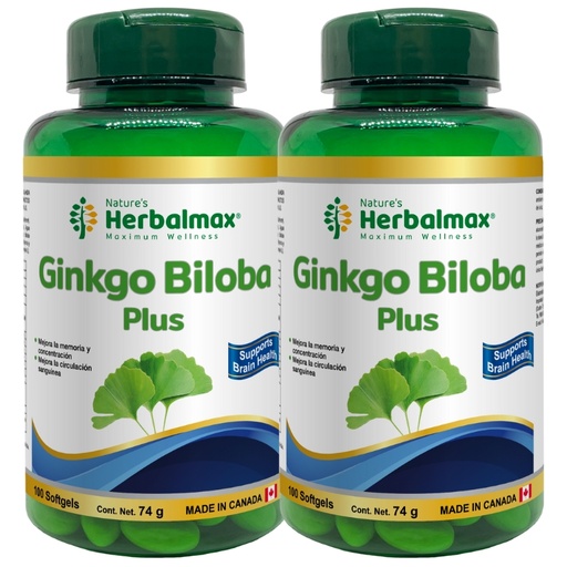 [WKIX-0028] 2 GINKGO BILOBA PLUS SOFTGEL 740 mg ENVASE X 100
