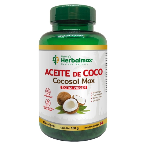 [PDX-0109] ACEITE DE COCO COCOSOL MAX SOFTGELS 1000 mg ENVASE X100