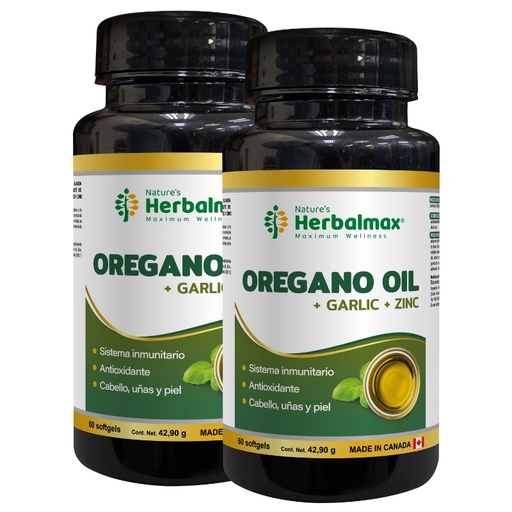 [WKIX-0032] 2 OREGANO OIL+GARLIC+ZINC SOFTGELS 715 mg ENVASE X 60