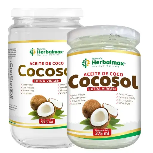 [WKIX-0043] 1 ACEITE DE COCO COCOSOL 275ml + 1 ACEITE DE COCO COCOSOL 575ML 