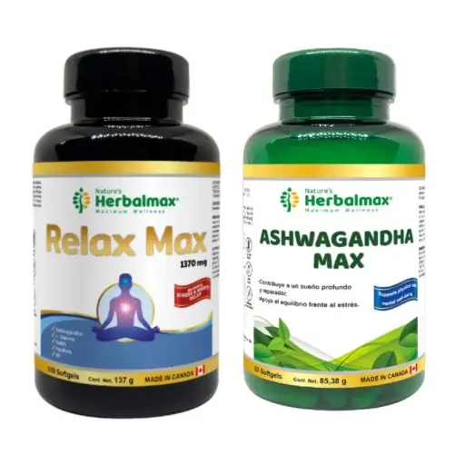 [WKIX-0047] RELAX MAX SOFTGEL 1370 mg ENVASE X 100 ASHWAGANDHA MAX SOFTGEL 1423 mg ENVASE X 60 U