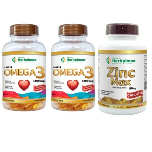 [WKIX-0052] 2 OMEGAS 3 DE 60 SOFTGELS Y 1 ZINC MAX