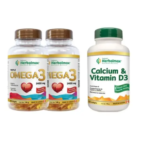 [WKIX-0054] 2 OMEGA 3 SOFTGELS ENVASE X 60 CALCIUM AND VITAMIN D3 SOFTGELS 1400 mg ENVASE X 100