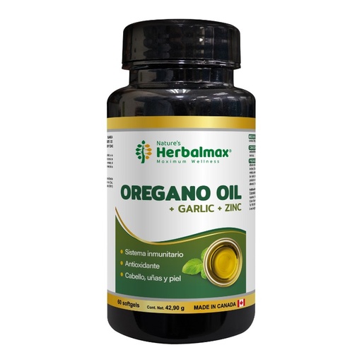 [PDX-0044] OREGANO OIL+GARLIC+ZINC (MDX) SOFTGELS 715 mg ENVASE X 60