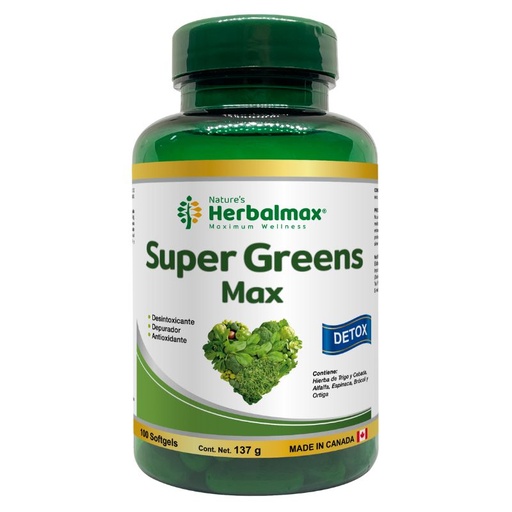 [PDX-0082] SUPER GREENS-MAX SOFTGEL 1370 mg ENVASE X 100 U